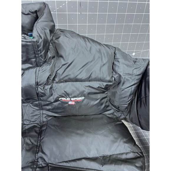 Vintage Polo Sport Ralph Lauren Puffer Down Jacket Black/Green Men's XL '90's - Picture 2 of 12